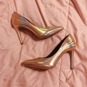 Gold / holographic heels pumps
